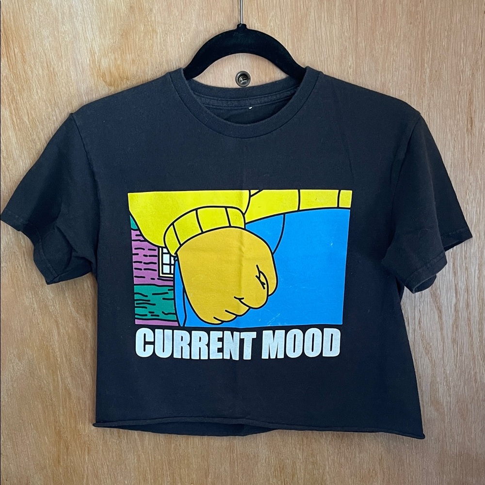 Current Mood Black Graphic Crop Top